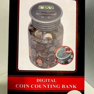 Digital Coin Counting Bank LCD Display Mason Jar Design
